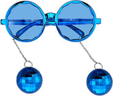 Boucles d'oreilles boule disco bleues Nessiworld, lunettes de fête brillantes du Nouvel An